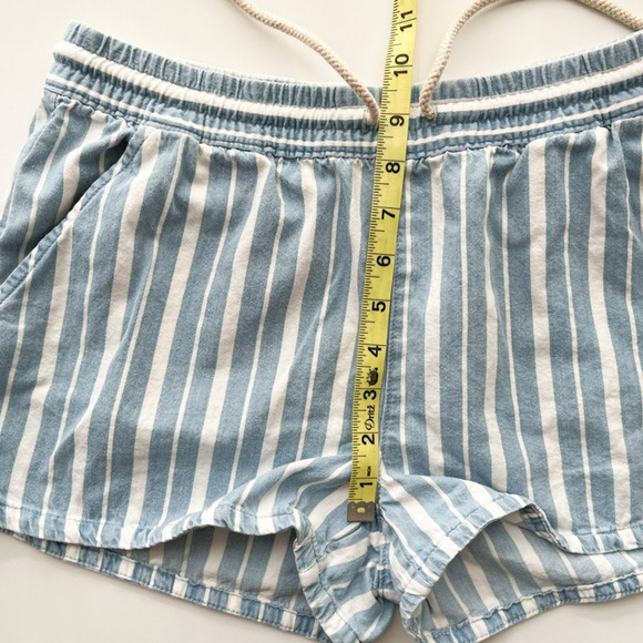 Aerie Cotton Pull On Drawstring Shorts Womens Small Blue White Stripe Summer - Picture 5 of 7